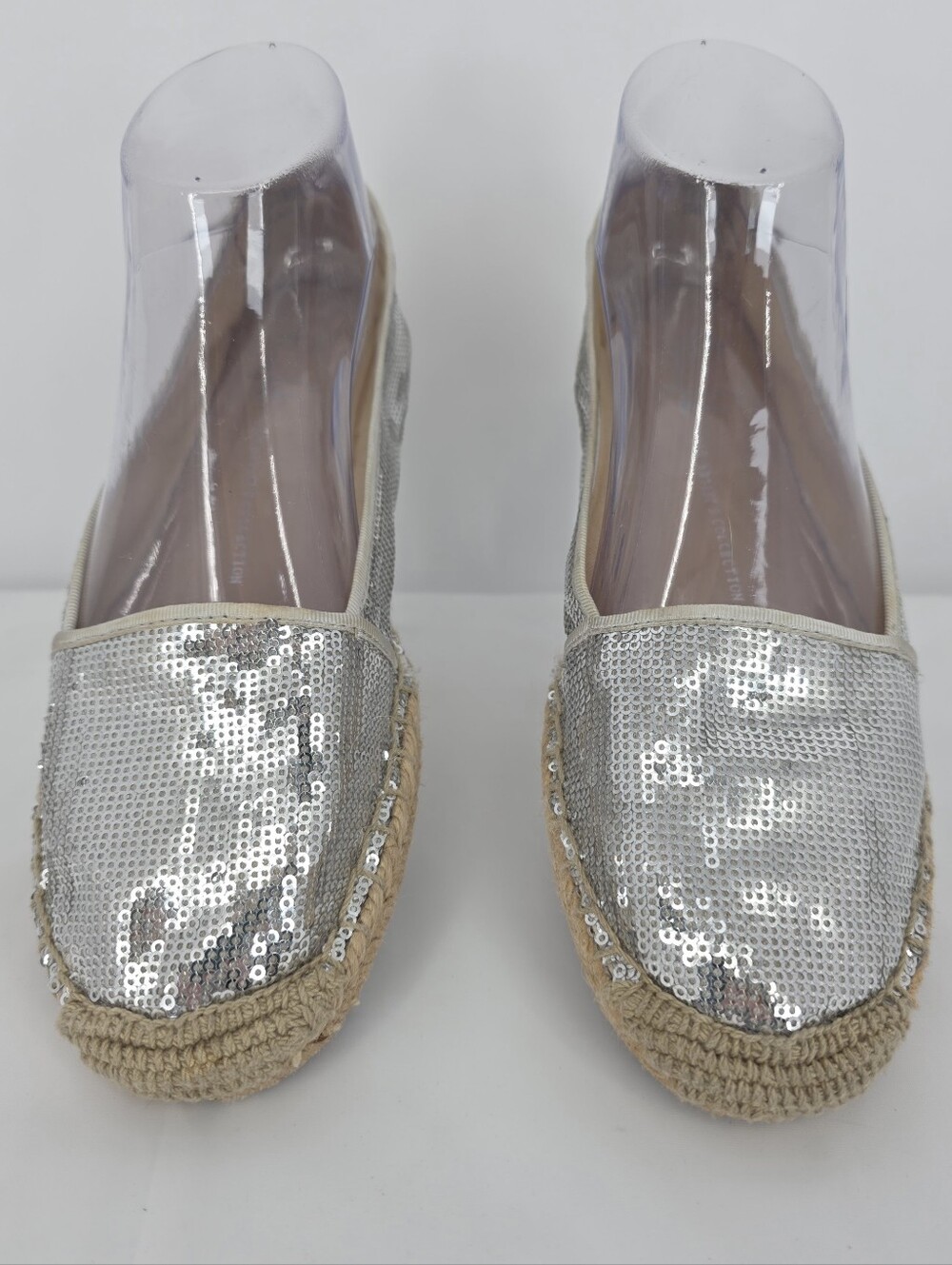 Franco Sarto Artist's Collection Womens 7M Silver Sequin Espadrille Flats